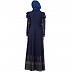 Designer printed Umbrella abaya with handwork- Navy Blue